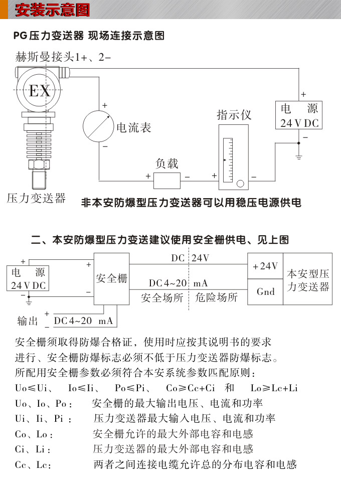 高溫壓力傳感器,PG1300GY高溫壓力變送器安裝示意圖