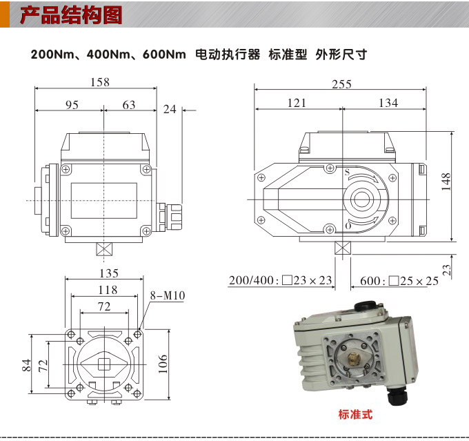 電動執(zhí)行器,電動頭,YTDG-RS200電動執(zhí)行機構結構圖,標準式