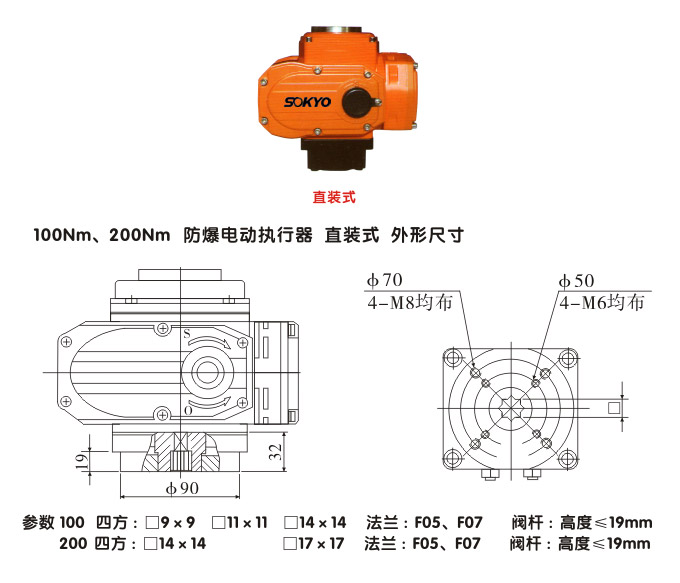 防爆電動(dòng)頭,YTEx-RKB100防爆電動(dòng)執(zhí)行器結(jié)構(gòu)圖,直裝式