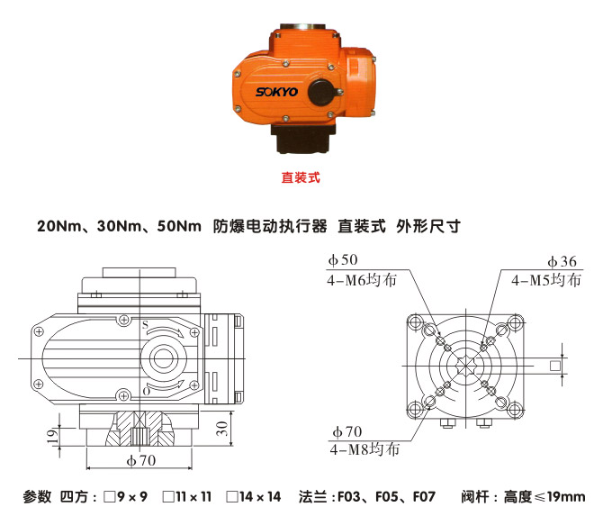 防爆電動頭,YTEx-RKB50防爆電動執(zhí)行器結(jié)構(gòu)圖,直裝式