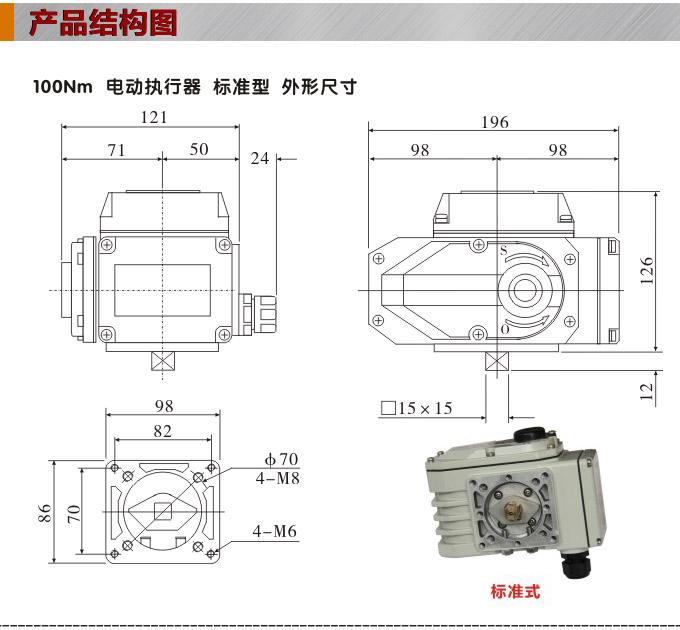 智能電動執(zhí)行器,YTDZ-RS100智能電動執(zhí)行機構(gòu)結(jié)構(gòu)圖,標準式