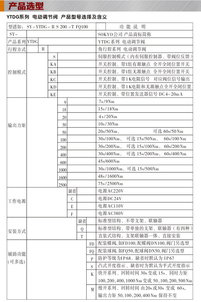 電動調(diào)節(jié)閥,YTDG-RS電動調(diào)節(jié)球閥,電動球閥選型圖