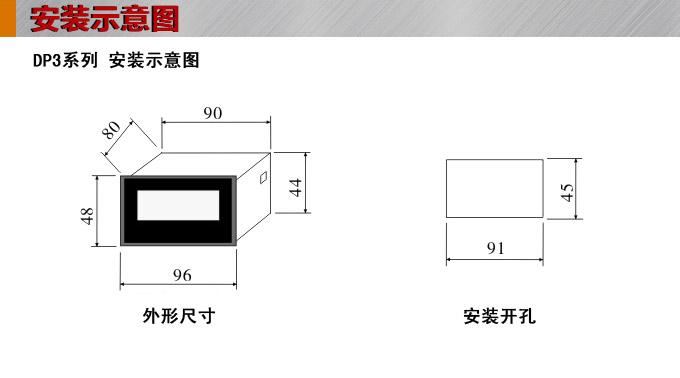 數(shù)字電流表,DP3交流電流表,電流表安裝示意圖