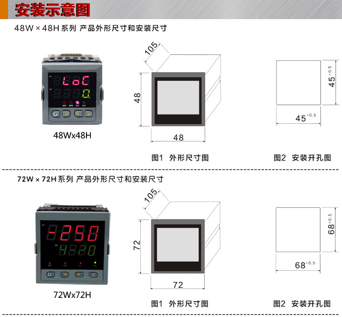 傳感器數顯表，DT100簡易型單回路顯示控制儀安裝示意圖1