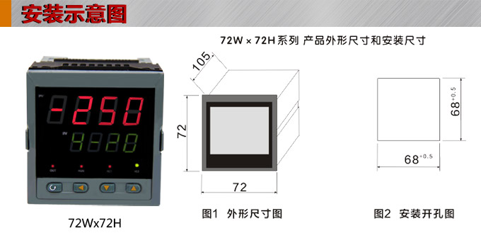 數(shù)顯控制儀，DT307智能單回路數(shù)顯表，單回路數(shù)顯控制儀安裝示意圖