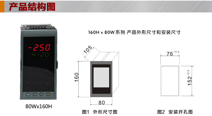 數(shù)顯控制儀，DT320智能單回路數(shù)顯表，單回路數(shù)顯控制儀產(chǎn)品結(jié)構(gòu)圖