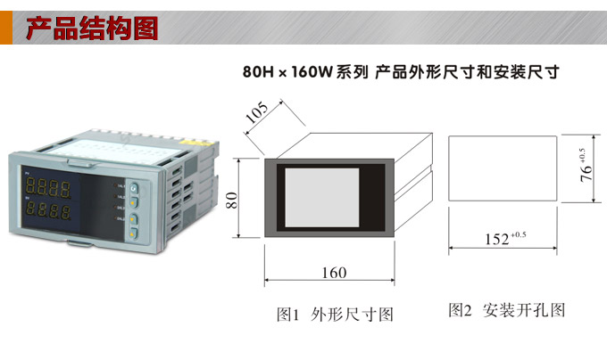 數(shù)顯控制儀 DT416智能雙回路數(shù)顯表，雙回路數(shù)顯控制儀結(jié)構(gòu)圖