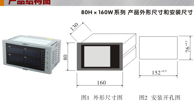 數(shù)顯控制儀，DT516智能四回路數(shù)顯表，多回路巡檢控制儀產(chǎn)品結(jié)構(gòu)圖