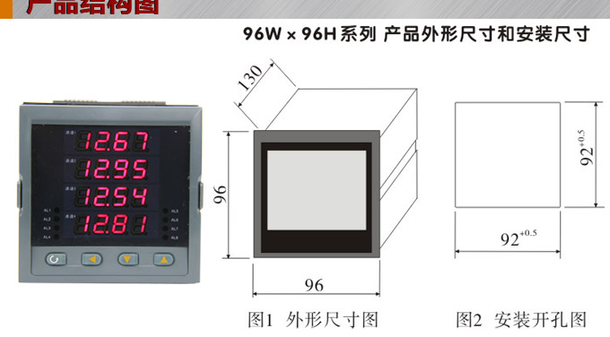 數(shù)顯控制儀，DT509智能四回路數(shù)顯表，多回路巡檢控制儀產(chǎn)品結(jié)構(gòu)圖