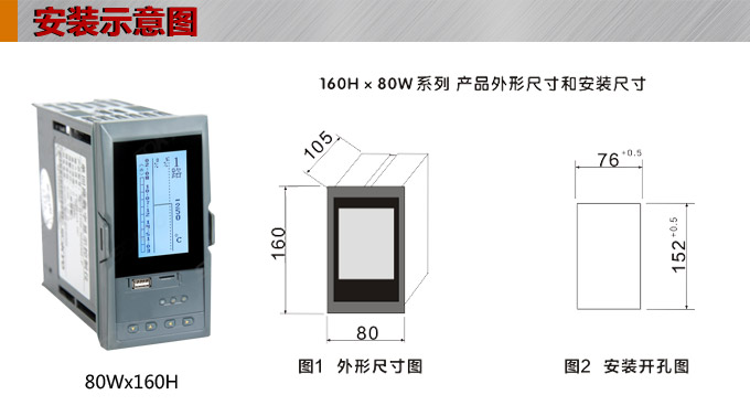 液晶漢顯控制儀，DT520四回路液晶顯示表，液晶顯示控制儀  安裝示意圖