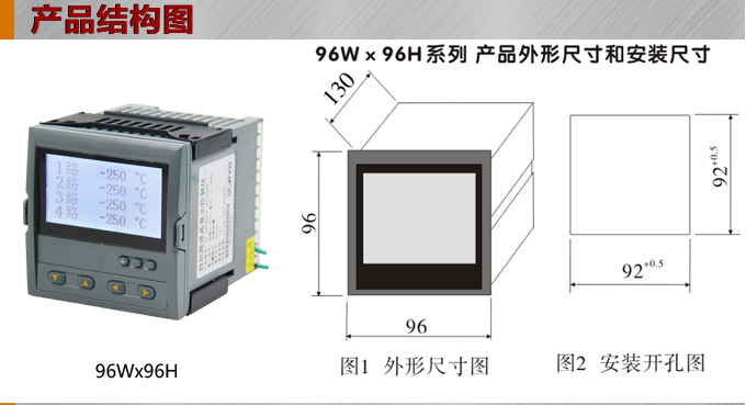 液晶漢顯控制儀，DT509四回路液晶顯示表，液晶顯示控制儀結(jié)構(gòu)圖  