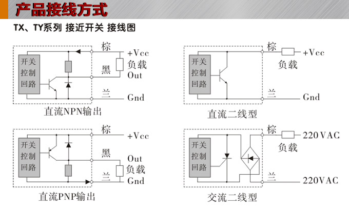 電容式接近開關,TY電容式接近開關,接近傳感器接線方式