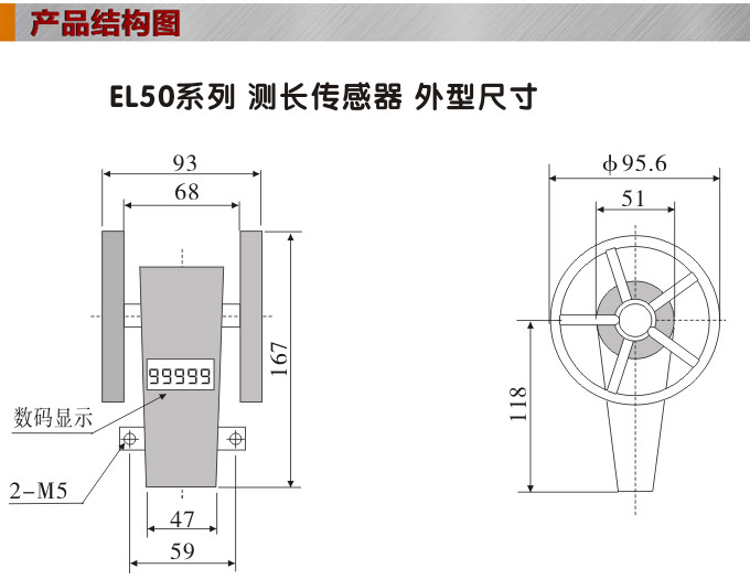 測長傳感器,EL50計(jì)長傳感器,米輪,旋轉(zhuǎn)編碼器結(jié)構(gòu)圖